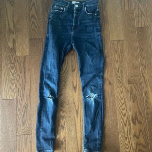 Zara Woman Size 2 Blue Ripped Skinny Jeans